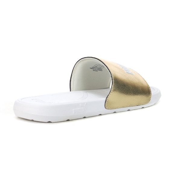 Puma Cool Cat 2.0 gold silver and white slides NWT size 11 - Picture 3 of 6